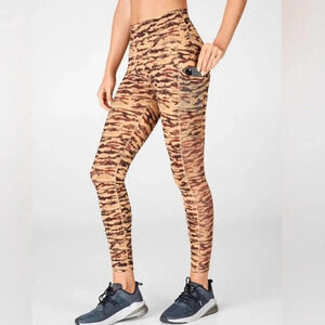 Fabletics On-The-Go PowerHold High-Waisted
Legging in Cacao Tigress Print